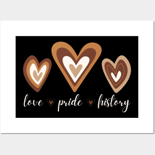 African American Love Pride History Melanin Hearts Posters and Art